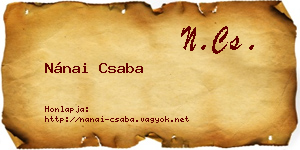 Nánai Csaba névjegykártya